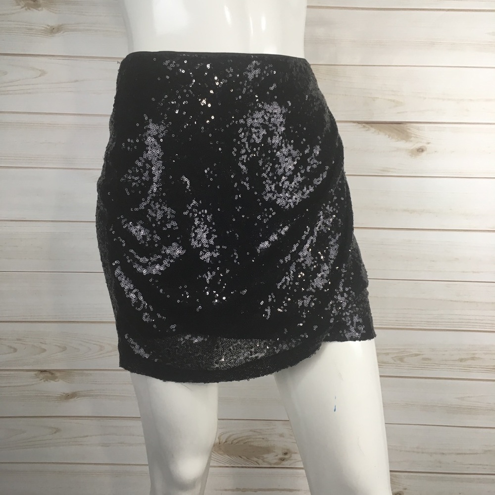 Foreign Exchange Black Sequin Mini Skirt